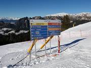 Slope signposting in the ski resort of Carezza