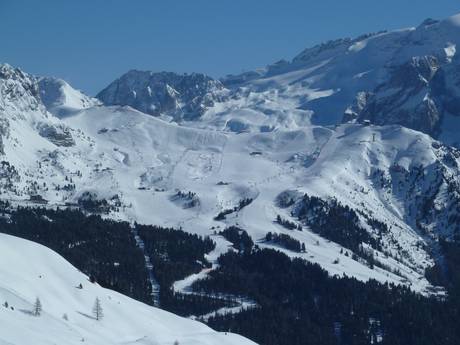 Val di Fassa (Fassa Valley/Fassatal): size of the ski resorts – Size Belvedere/Col Rodella/Ciampac/Buffaure – Canazei/Campitello/Alba/Pozza di Fassa