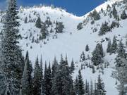 Challenging gully with moguls