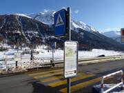 Ski bus stop at the Castlatsch valley station