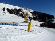 Efficient snow cannon in the ski resort of Lagorai