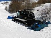 Snow groomer awaits its deployment