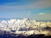 Monterosa group with ski area in the center of the image
