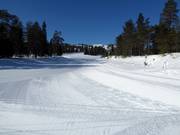Wide and easy slope in the ski resort of Ruka