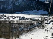 Schoppernau with the valley station of the gondola lift and Ahornlift