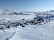 Slope to Riksgränsen with a view of Lake Vassijaure