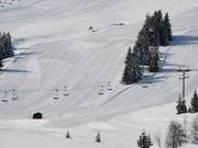 Perfectly groomed slopes on Mont Bisanne