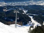 View from the Alpjoch mountain station over the ski area