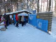 Children are assisted when getting on the lift.