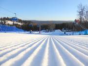 Perfectly groomed slope in the Zieleniec ski area