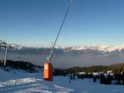 Snow-making with snow guns in the ski resort