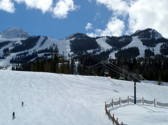 View of the Kicking Horse ski resort from the base station