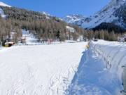 The Cevedale practice slope with covered conveyor belt