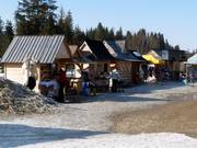 Huts next to the parking lots