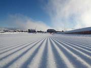 Perfectly groomed slope in the Saint-Lary-Soulan ski area