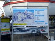 Slope sign directly at the entrance to the 4-seater chairlift