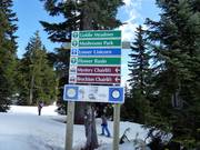 Slope signage in the ski area of Mount Seymour