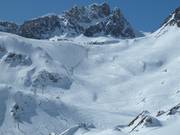 Difficult slopes on Col des Ves 