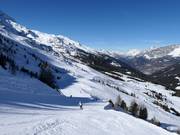 View over the slopes at the gondola lifts