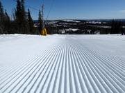 Perfect slope preparation in the ski resort of Dundret Lapland