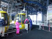 Assistance is provided when boarding the gondola lift.