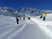 Children's area at the Gletscherexpress mountain station with conveyor belt