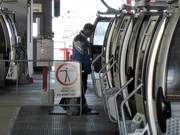 The gondolas are checked for cleanliness.