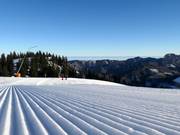 Freshly groomed slopes in the Kasberg ski area