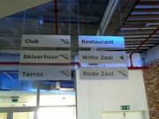 Directional signs at the ski hall