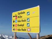 Slope signage in the Damüls-Mellau ski area