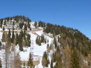 View of the difficult slope Tre Sassi
