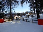 Evening atmosphere at the mountain station of the cable car