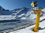 Snow cannon at the reservoir lake