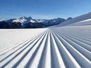 Perfectly groomed slope in the ski resort of Speikboden