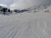 Groomed slope in the Brévent-Flégère ski resort