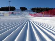 Perfectly groomed slope in the Lagorai ski area