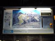 Detailed information board at the valley station at night