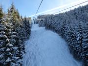 Powder tracks beneath the 10-seater Hochbifangbahn