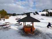 Barbecue area in the ski resort