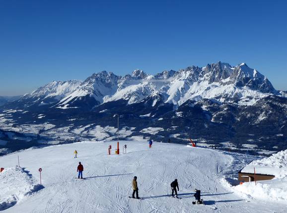 Beautiful view of the Wilder Kaiser from the ski resort of St. Johann in Tirol