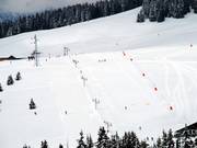 Easy slope Verdets in the ski area of Les Saisies