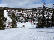 View of the holiday homes by the slopes