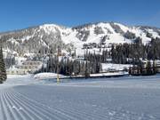 Perfectly groomed slope in the SilverStar ski area