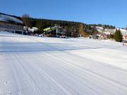 Perfectly groomed slope in the Zieleniec ski area