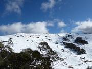 View of the challenging downhill run at the Summit four-seater chairlift