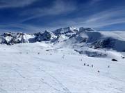 View from the Bühlberg-Hahnenmoos cable car over the Gran Masta Park towards Luegli and Metschstand