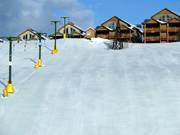 Groomed practice slope at the valley station