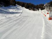 Perfectly groomed slope in the Grimentz/Zinal ski area