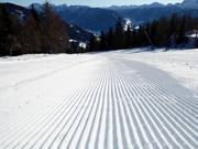 Perfectly groomed slope in the ski resort of Sillian