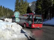 Public bus at the valley station of the Stümpflingbahn